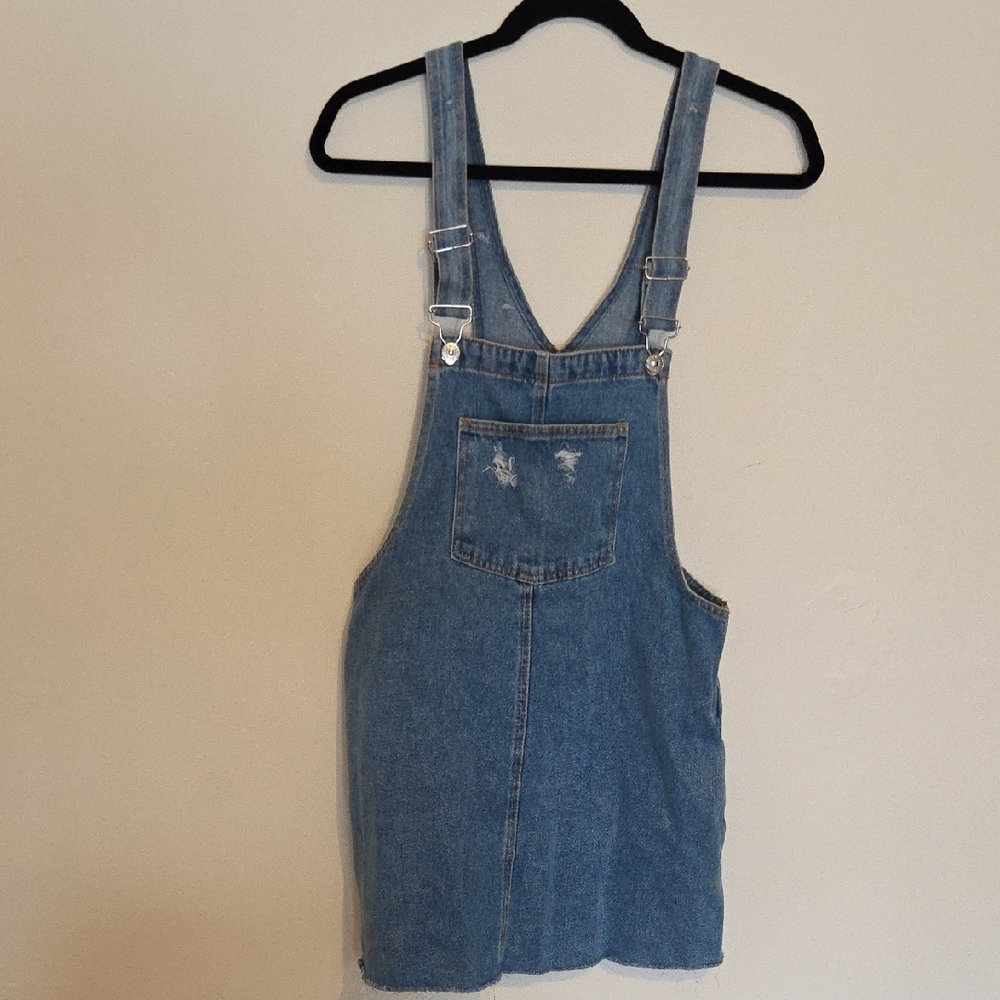Pull&Bear Light Blue Denim Overall dress with Metal Hardware